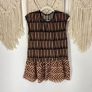 Zara Sleeveless Drop Waist Pattern Mini Dress